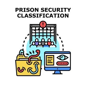 Prisoner security classification concept analyzing personal data Stock Illustration