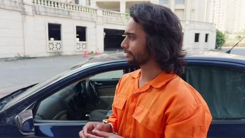 Prisoner Talking by Parked Car Stock Footage 281496150