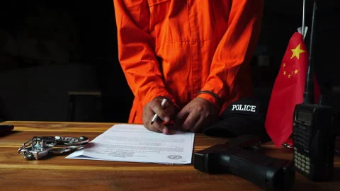 Prisoner was locked in handcuffs with stress symptoms Stock Footage 276830372
