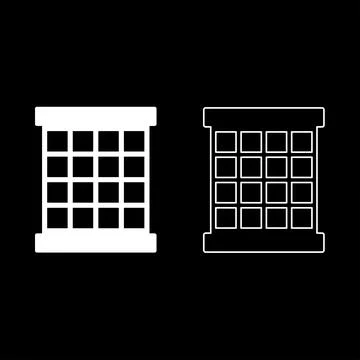 Prisoner window grid grate prison jail concept set icon white color vector .. Ilustración de archivo