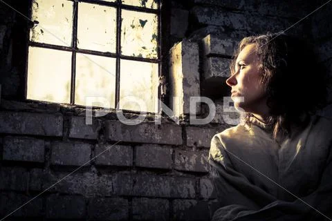Prisoner woman dreams of freedom Stock Photos