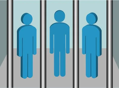 Prisoners in Jail Stock Illustration