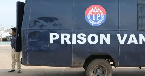 Prisoners van closeup Stock Footage 326322880