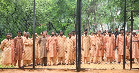 Prisoners waching in jail Stock Footage 326307856