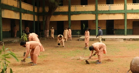 Prisoners working in jail 스톡 동영상 326281242