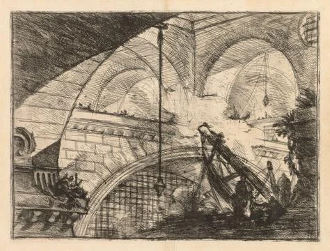 The Prisons: A Series of Galleries with Crane-Like Erection of Beams, 1745-.. Stock Illustration