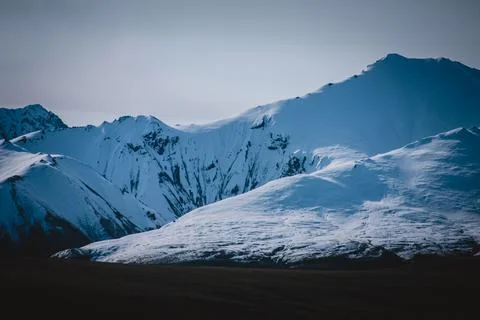 Pristine Alaskan Snowfields at Twilight Stock Photos