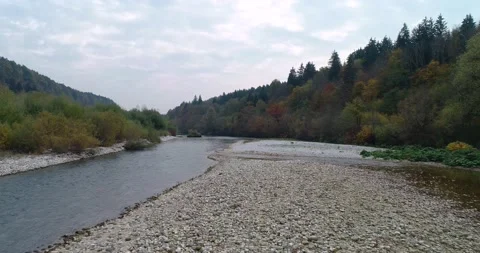 Pristine Alpine river flowing in narrow valley in Slovenia Stock Footage 147096414