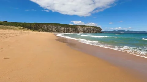 Pristine Australian beach  shot in Clifton, Tasmania on a serene sunny summer Stock Footage 149031779