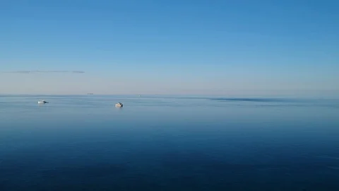 Pristine Blue Waters at Old Bahama Bay, West End Grand Bahama Aerial Stock Footage 87553532