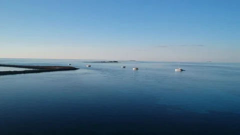 Pristine Blue Waters at Old Bahama Bay, West End Grand Bahama Aerial Stock Footage 87554378