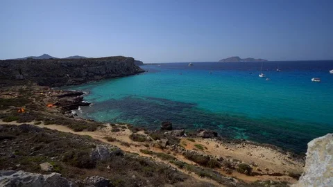 The pristine coastline and the clear sea of Sicily. Stock Footage 94838403