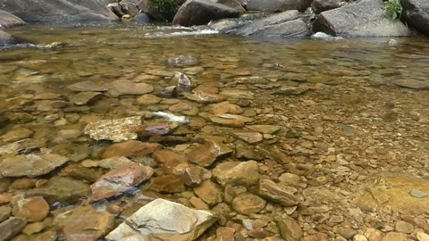 A pristine flowing water on beautiful rocks in a waterfall in Malaysia Stock Footage 155591757
