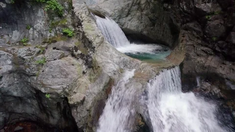 Pristine forest waterfall, clear river, evergreen forest, BC, Canadian nature Stock Footage 246610861