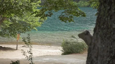 Pristine, perfect beach of the lakes of the Ruta de Los Siete Stock Footage 256183243