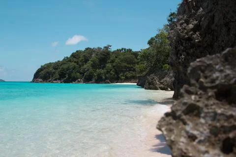 Pristine Puka Shell Beach on Boracay Island, Philippines 스톡 사진