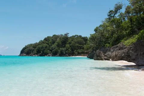 Pristine Puka Shell Beach on Boracay Island, Philippines 스톡 사진