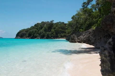 Pristine Puka Shell Beach on Boracay Island, Philippines 스톡 사진