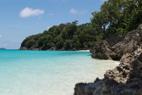 Pristine Puka Shell Beach on Boracay Island, Philippines 스톡 사진