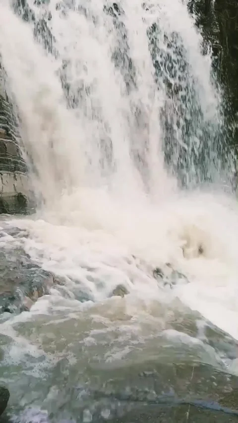 Pristine pure water flowing from a waterfall Stock Footage 255611748