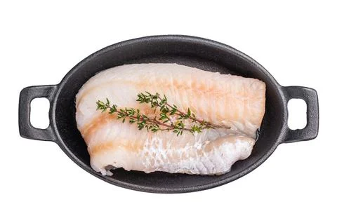 Pristine raw cod fillet, waiting to be marinated and cooked to perfection f.. Stock Photos