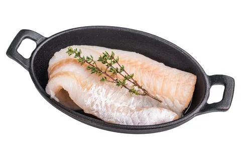 Pristine raw cod fillet, waiting to be marinated and cooked to perfection f.. Stock Photos