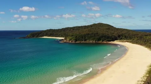 Pristine remote sandy Elizabech bay beach in Booti Booti national park as 4k. Stock Footage 200427039