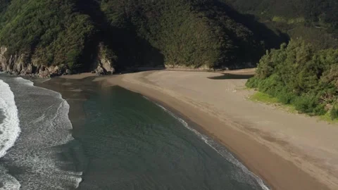 Pristine river and beach with waves Stock Footage 259442179
