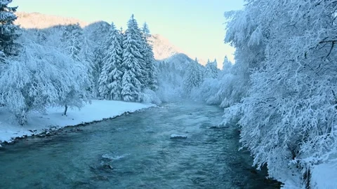 Pristine river flowing downstream in amazing nature Stock Footage 173498010
