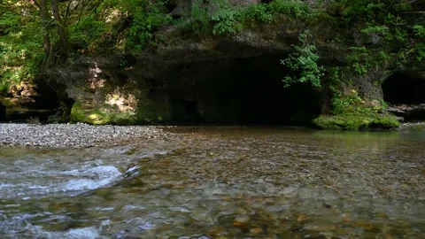 A pristine river flows through the canyon Stock Footage 219690983