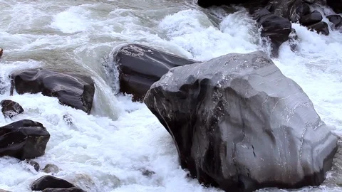 Pristine river Ganges flows deep in the Himalayas 스톡 동영상 102519176