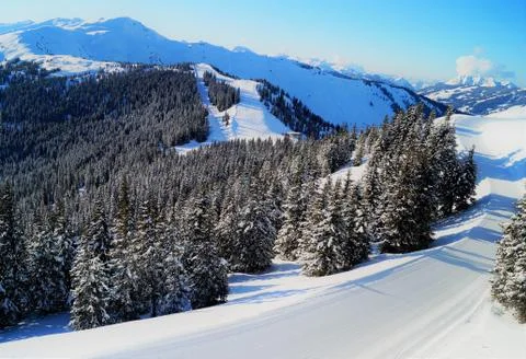Pristine ski slope Stock Photos