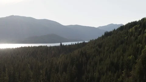 Pristine sub alpine lake in Washington's Central Cascades - Snoqualmie Pass Stock Footage 111502620