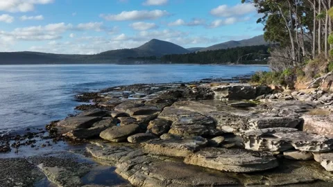 Pristine Tasmania coastline from drone perspective Video stock 176707601