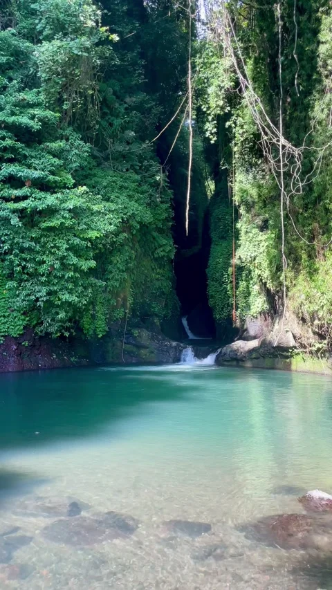 A pristine tropical lagoon with crystal clear water in Bali Stock Footage 336904330