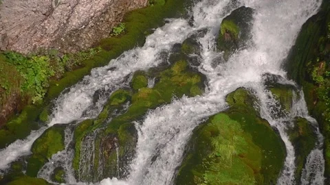 Pristine waterfall Savica flowing downstream in Alps mountain Stock-Footage 137150839