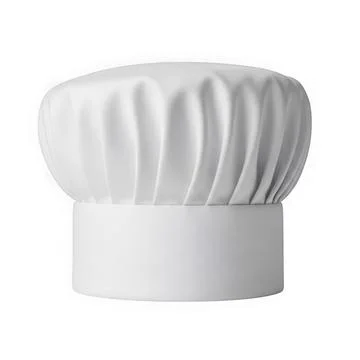 A pristine white chef's hat with a pleated top and a flat base. Illustrazione stock