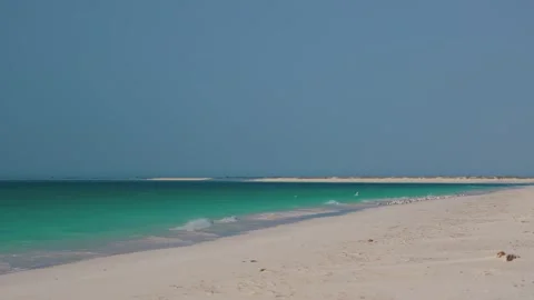 Pristine White Sand Beach and Turquoise Water at Barr Al Hikman, Oman Stock Footage 324855595