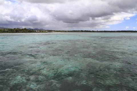 A Pristine White Sandy Beach Meets the Clear Turquoise Ocean, Mauritius Stock Photos