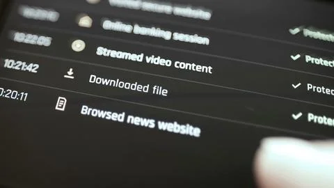 Privacy activity list marking website visits Stock Photos