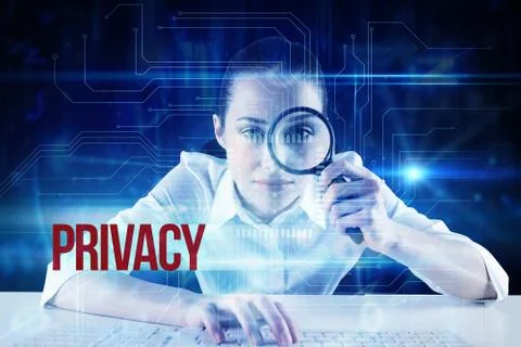 Privacy against blue technology interface with circuit board Illustrazione stock