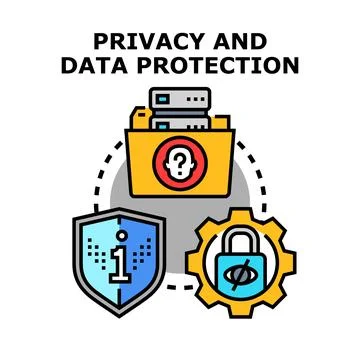 Privacy and data protection concept and security icons Illustrazione stock