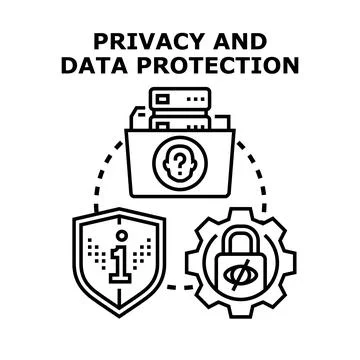 Privacy and data protection concept and security icons Stock Illustration