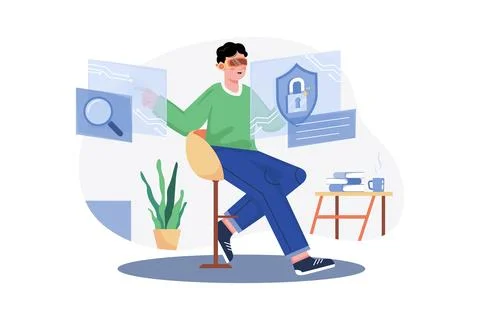 Privacy And Encryption Details Via VR Glasses イラスト素材
