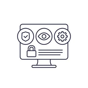 Privacy and security line icon, vector Stock Illustration