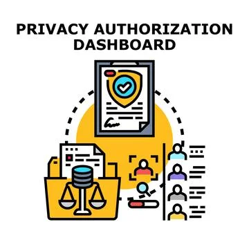 Privacy authorization dashboard managing user data permissions Stock Illustration