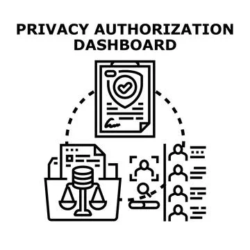 Privacy authorization dashboard managing user data permissions Stock Illustration