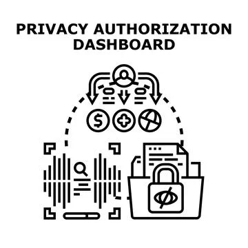 Privacy authorization dashboard managing user data access Stock Illustration