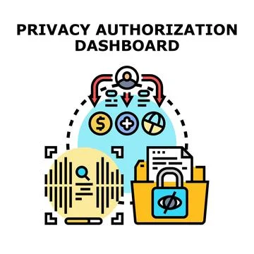 Privacy authorization dashboard managing user data access Stock Illustration