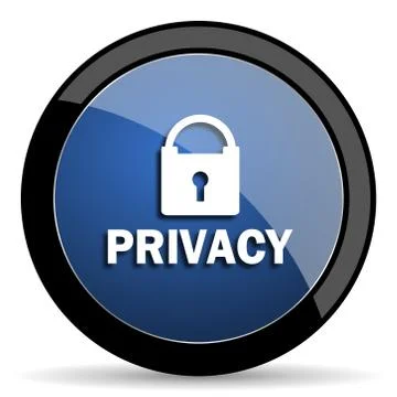 Privacy blue circle glossy web icon on white background, round button for int 스톡 일러스트
